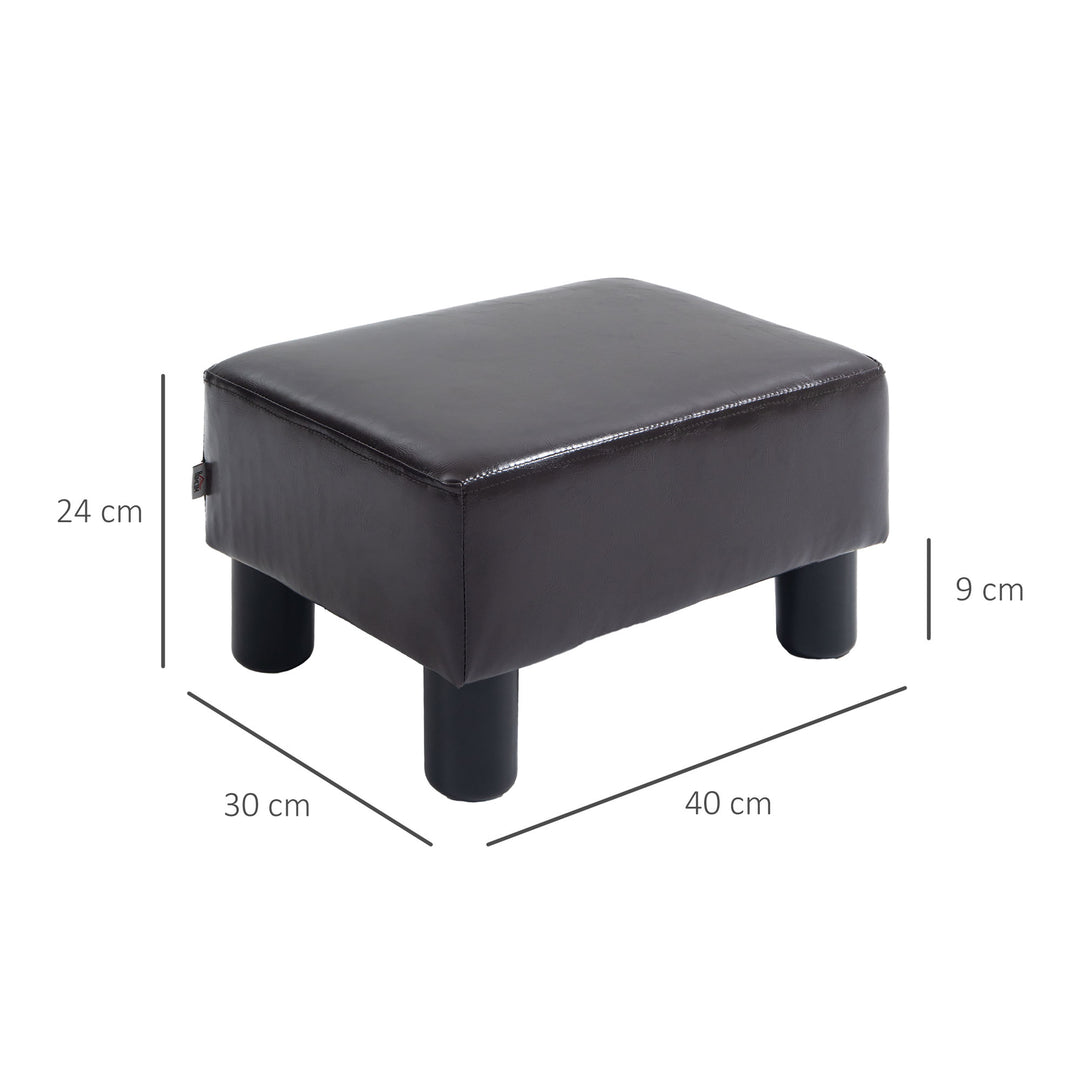 PU Faux Leather Footstool Ottoman Cube w/ 4 Plastic Legs Black