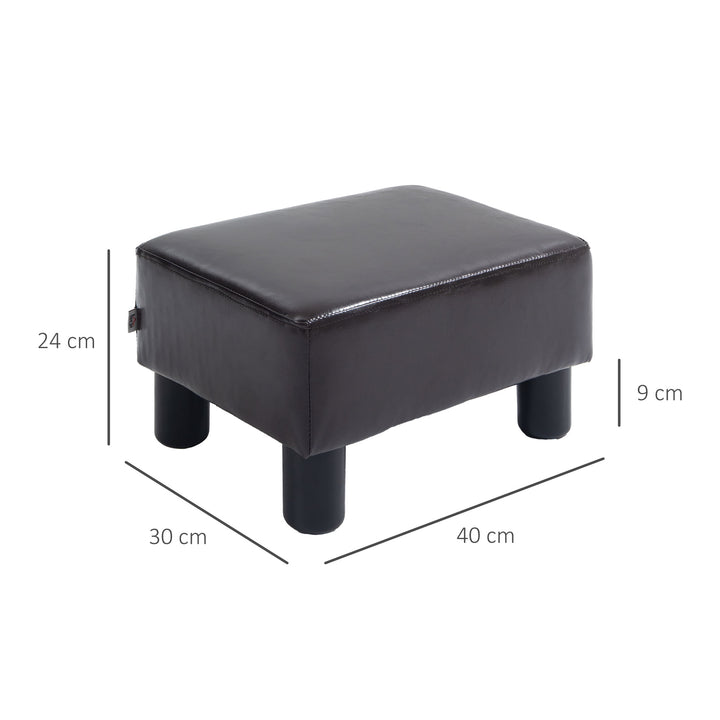 PU Faux Leather Footstool Ottoman Cube w/ 4 Plastic Legs Black