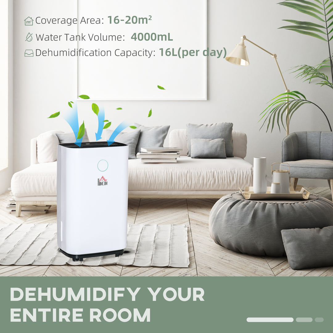 16L/Day 4000ML Portable Quiet Dehumidifier for Home Laundry Room Bedroom Basement, Electric Moisture Air De-Humidifier with 3 Modes