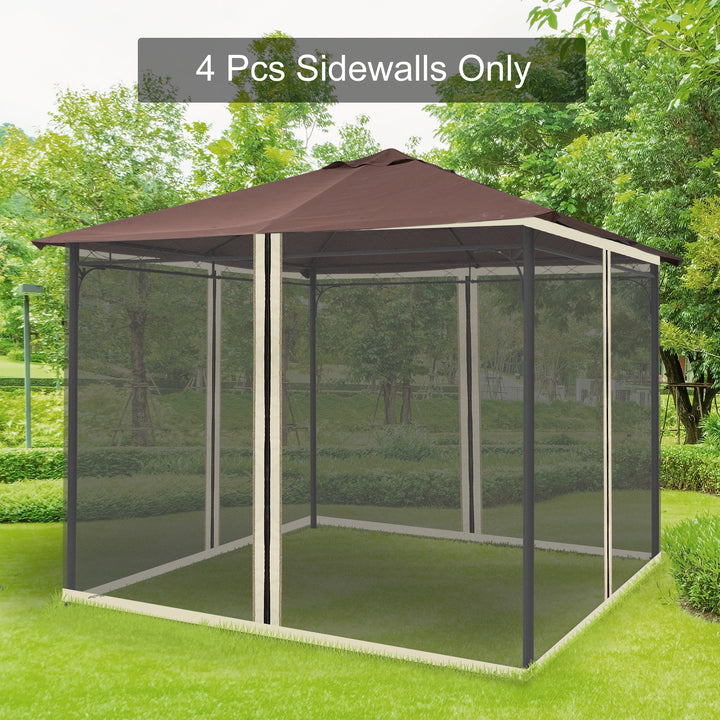 Outsunny Replacement Mesh Mosquito Netting Screen Walls for 10 x 10ft Patio Gazebo, 4-panel Sidewalls with Zippers (Wall Only, Canopy Not Included)