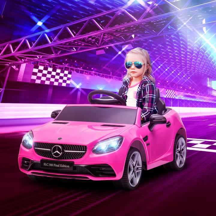 Mercedes Benz SLC 300 Licensed 12V Kids Electric Ride On Car with Parental Remote Two Motor Music Light Suspension Wheel for 3-6 Years Pink