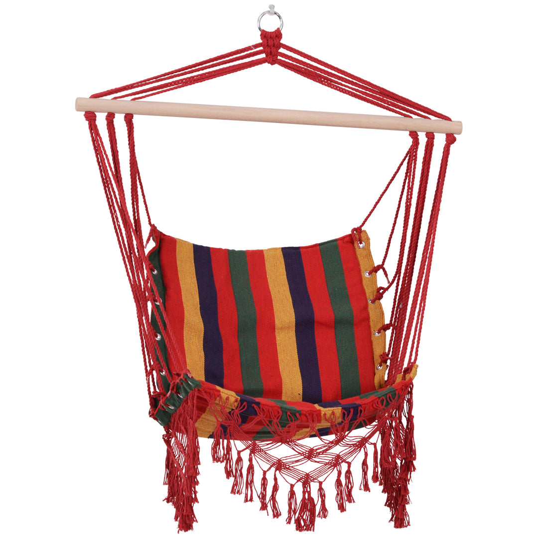 Hammock Chair Swing Colourful Striped Tree Hanging Seat Porch Indoor Outdoor Fabric Garden Furniture