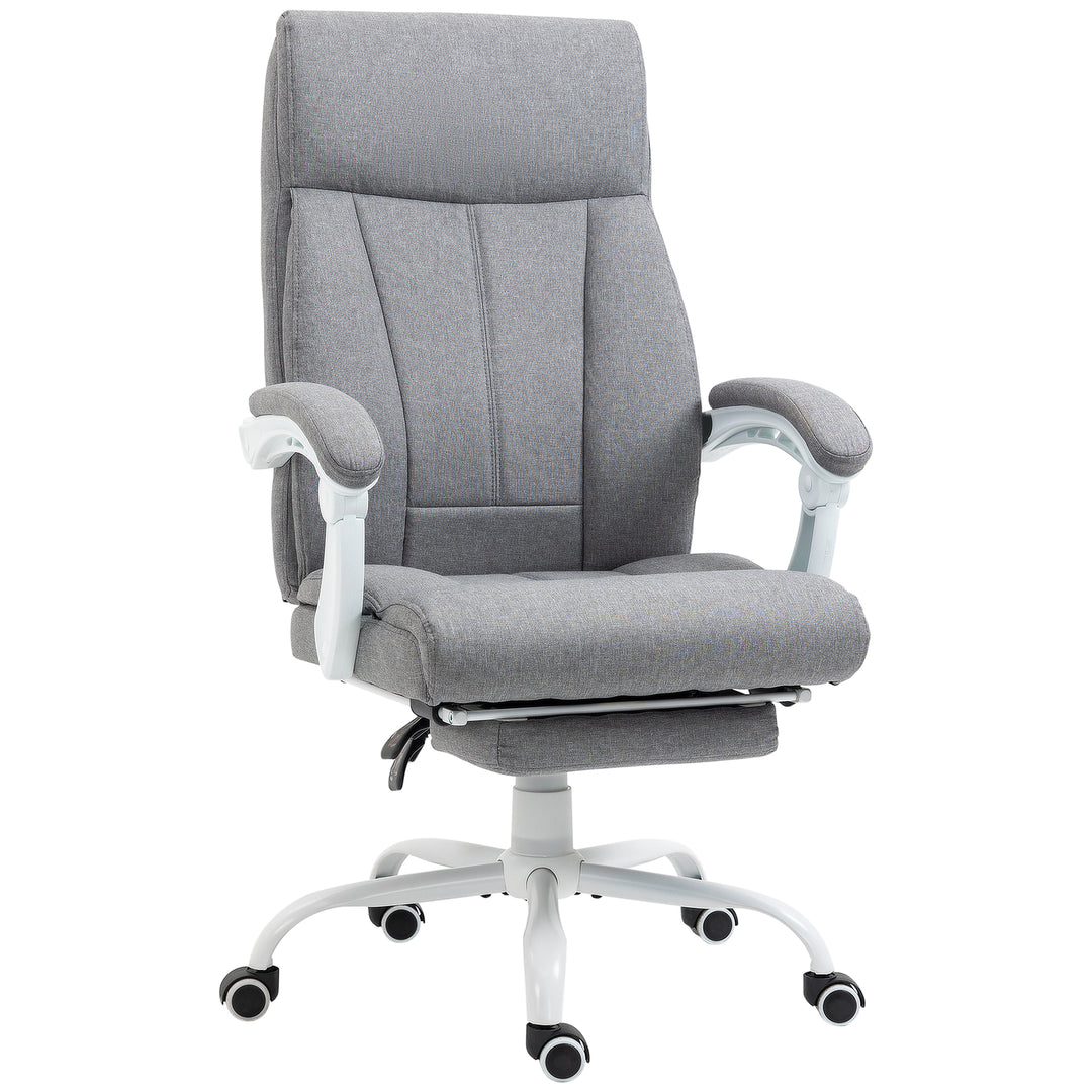 Office Chair, Fabric Reclining Desk Chair with Foot Rest-Grey