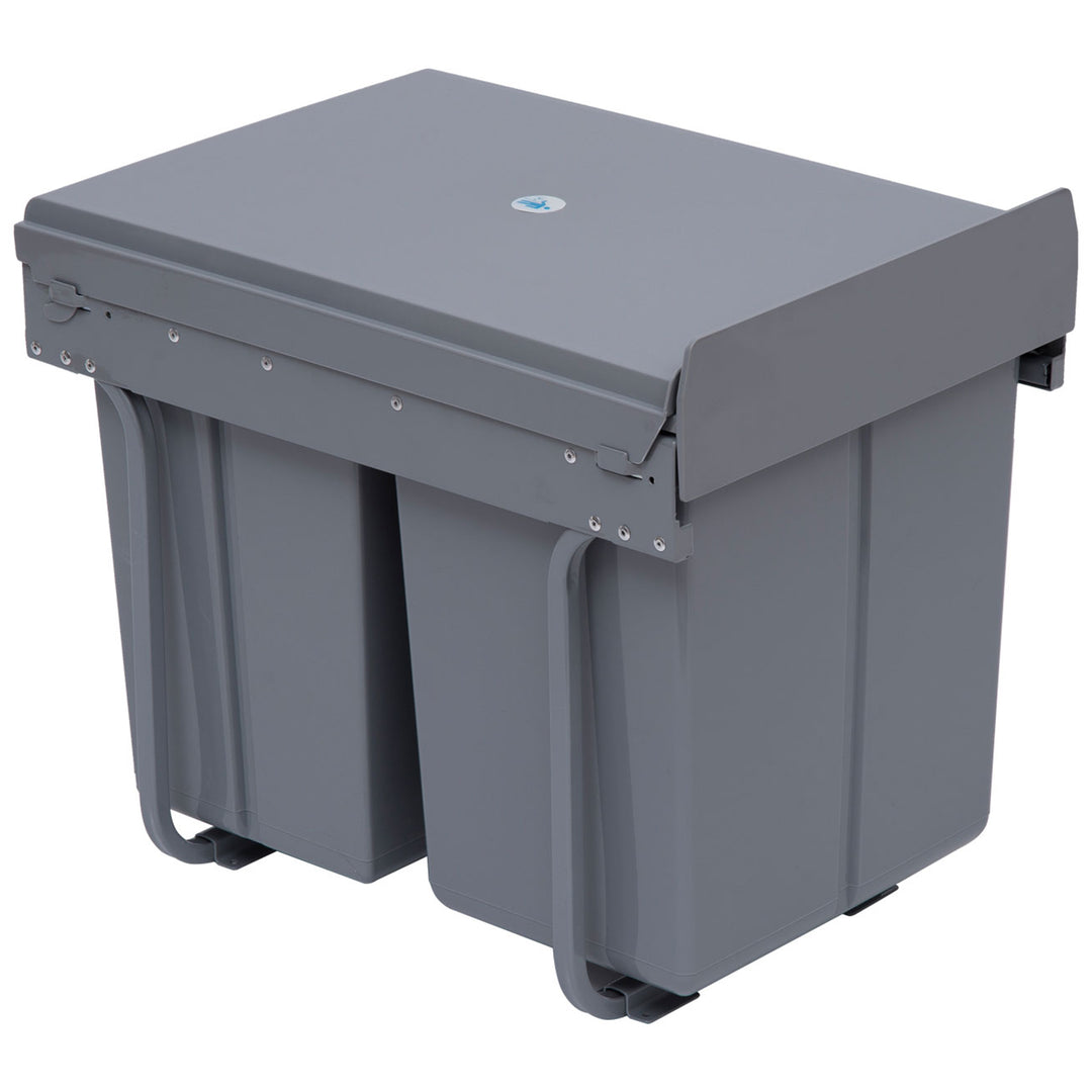 Kitchen Recycle Waste Bin Pull Out Soft Close Dustbin Recycling Cabinet Trash Can Grey (40L (1x20L+2x10L))