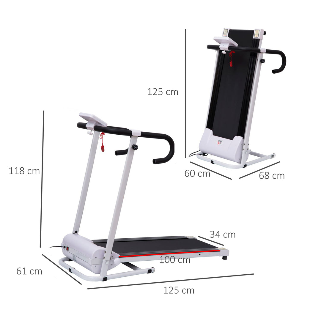 HOMCOM Steel Folding Motorized Home Treadmill w/ LCD Monitor White