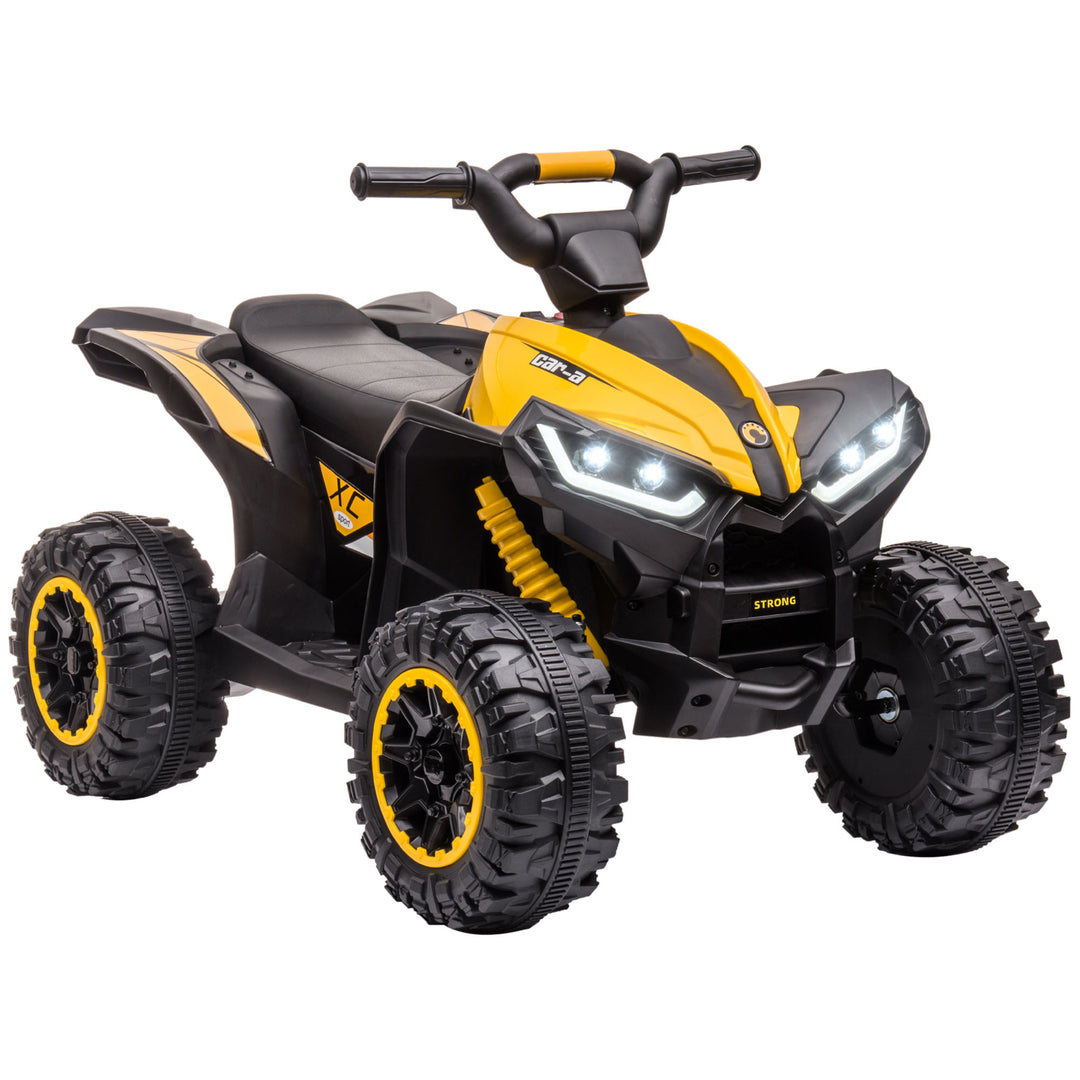 12V Quad Bike with Forward Reverse Functions, Ride on Car ATV Toy with High/Low Speed, Slow Start, Suspension System, Horn, Music, Yellow