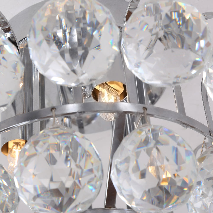 Crystal Ceiling Lamp Chandelier Hallway Flush Mount Pendant 3 Light Ф30cm Silver