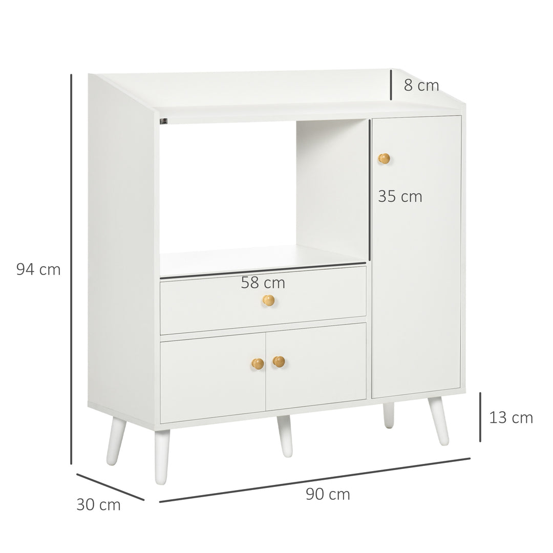 Kitchen Cupboard, Microwave Cabinet, Storage Cabinet with Doors, White