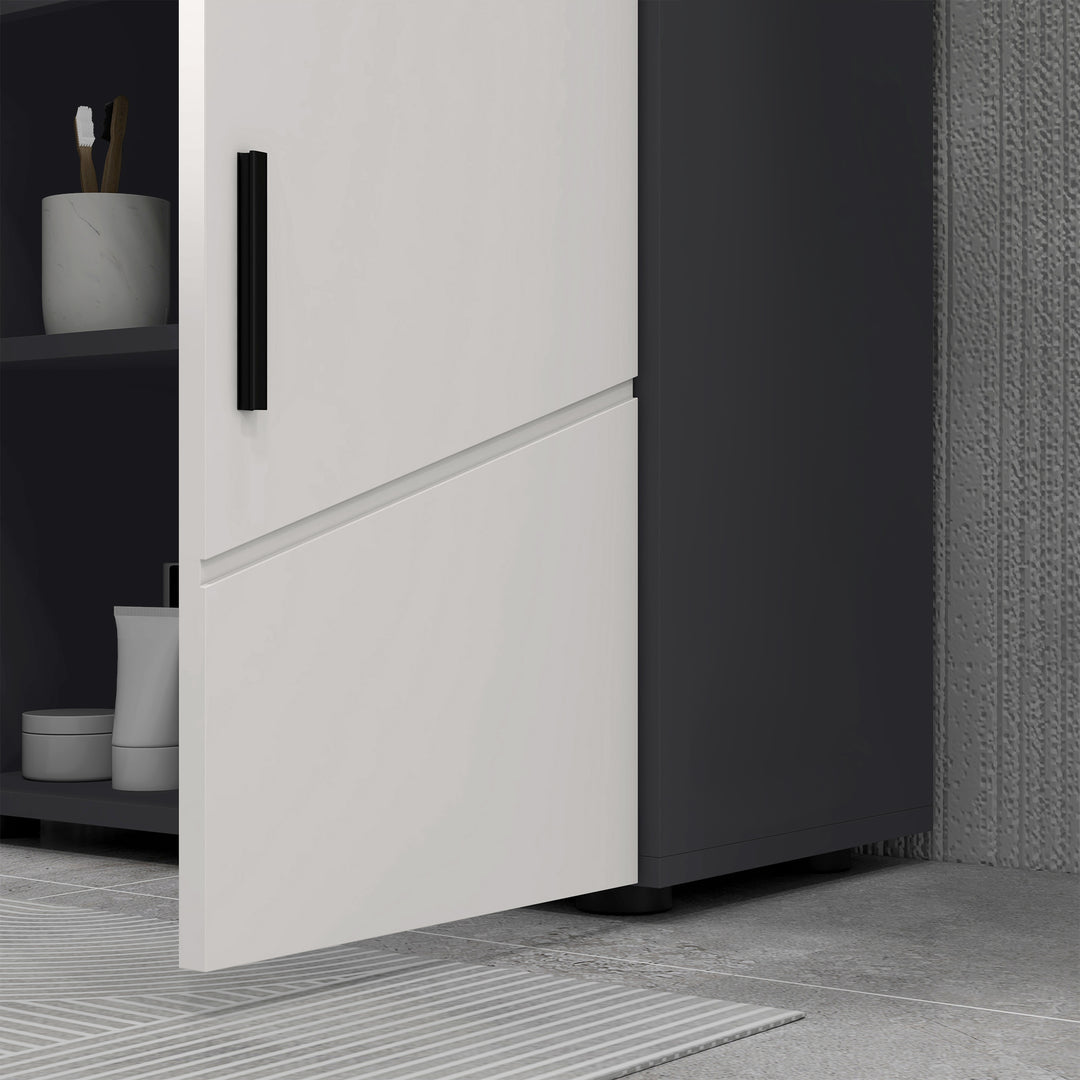 Pedestal Sink Cabinet, Bathroom Vanity Unit, Floor Basin Storage Cupboard with Double Doors and Shelf, 60 x 30 x 60 cm, Light Grey