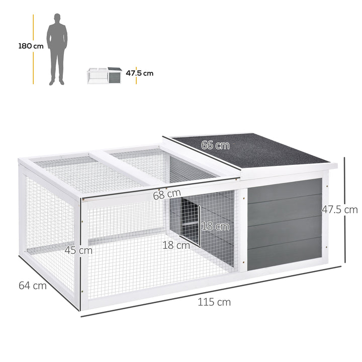 PawHut Indoor Outdoor Wooden Rabbit Hutch Small Animal Cage Pet Run Cover, with UV-resistant Asphalt roof and Water-repellent Paint