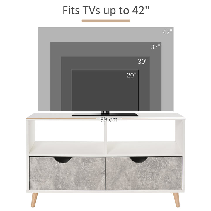 HOMCOM TV Stand with Shelf &amp; Drawers Storage Cabinet Media Entertainment Center Modern Grey