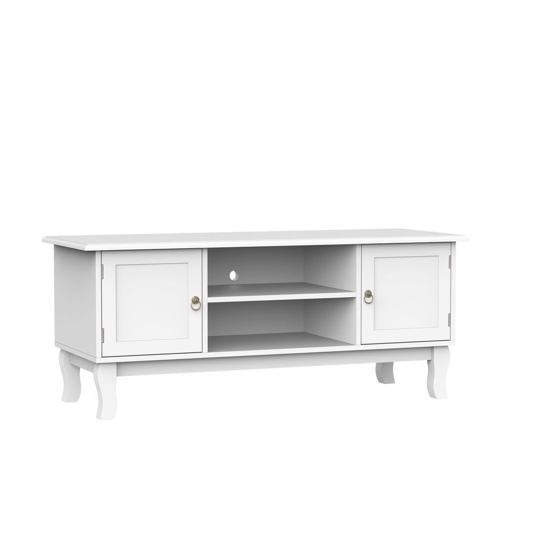 TV Stand Unit Corner Table, MDF - Ivory White