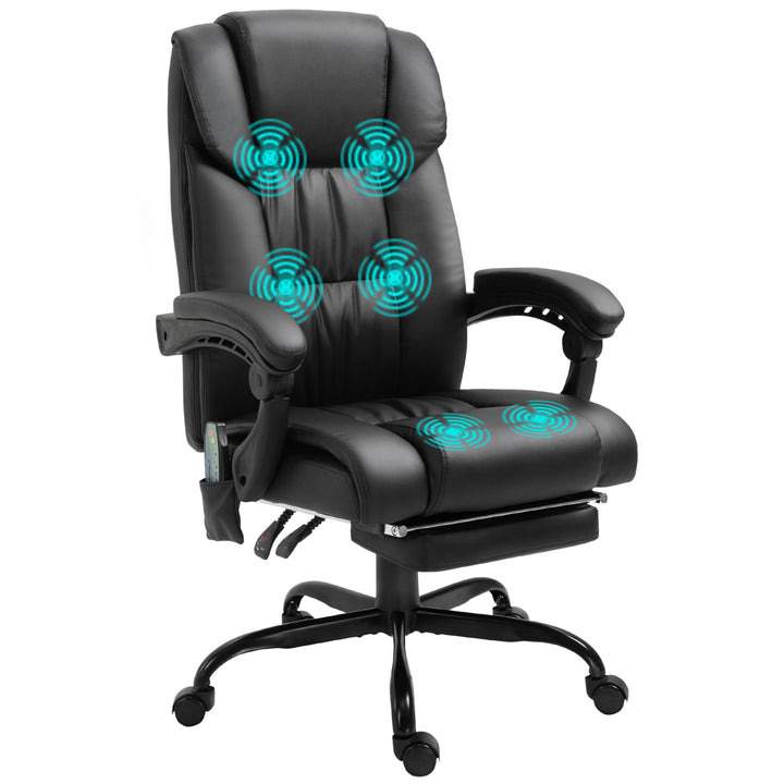 Vinsetto 6-Point PU Leather Massage Racing Chair Electric Padded Recliner Chair Height Angle Adjustable 5 Wheels w/ Remote Footrest Home Office Black