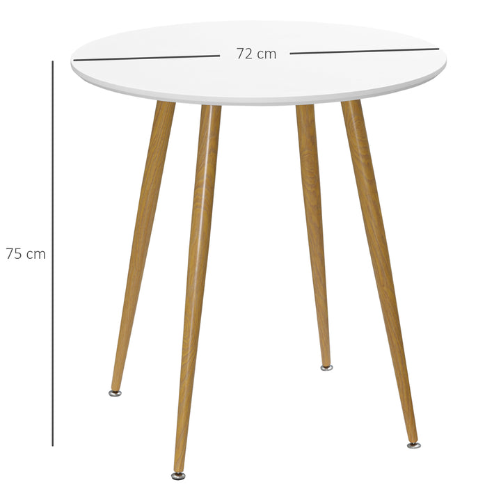 Modern Dining Table for 2 People, Round Kitchen Table, with Matte Top and Metal legs, Dining Room Living Room, White