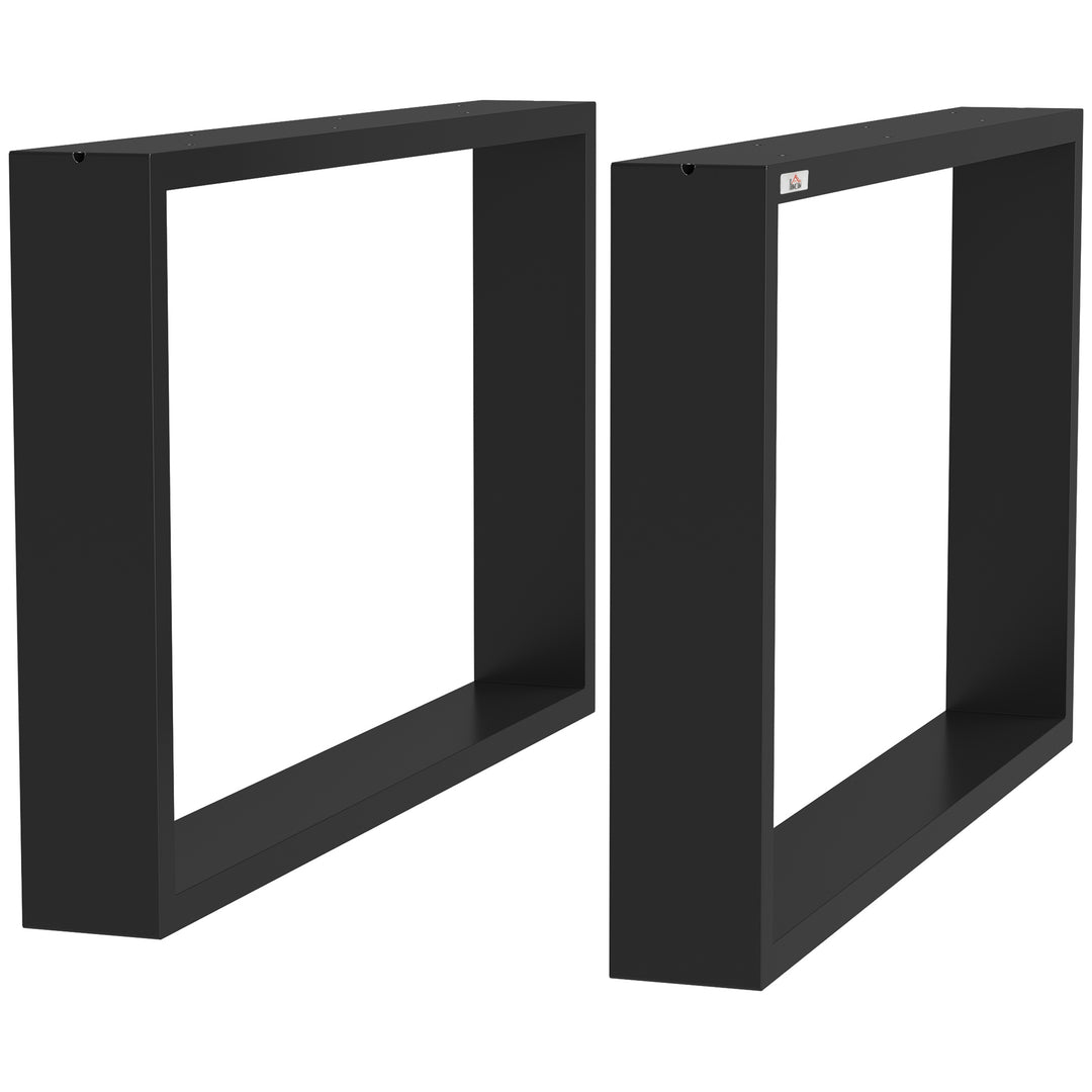 Metal Table Legs Set of 2, Square DIY Furniture Table Legs with Screws and Floor Protectors, Industrial Coffee Table Legs for DIY Chair, Black
