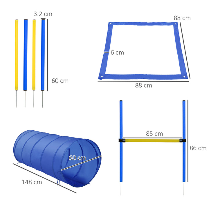 Pawhut Adjustable Pet Agility Training Set-Blue/Yellow