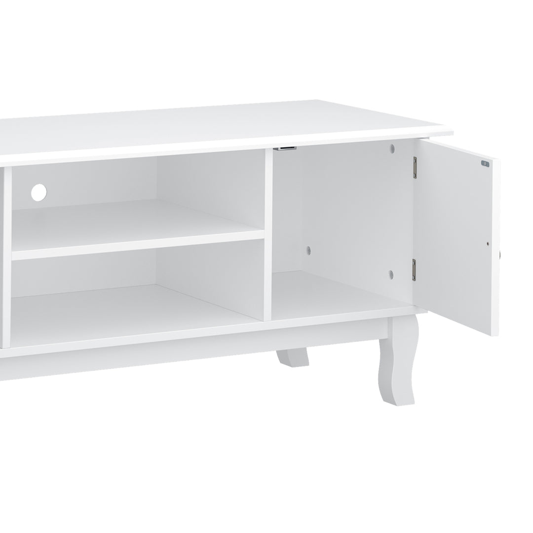 TV Stand Unit Corner Table, MDF - Ivory White