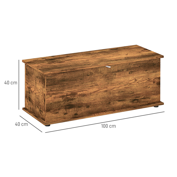 113L Storage Chest, Storage Box with Flip-Top, 100 x 40 x 40 cm, Rustic Brown