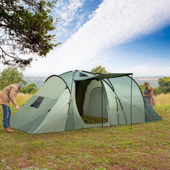 5 Man Camping Tent Camping Gazebo Garden Tent w/ Rainfly 3 Rooms Carry Bag