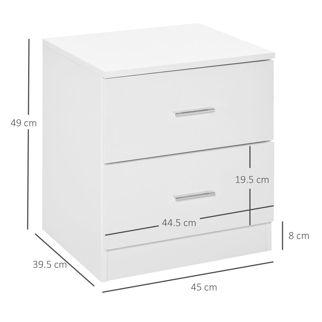 Bedside Table with 2 Drawers, Modern Nightstand, Cabinet Drawers Side Storage Unit for Bedroom, Living Room