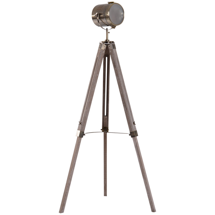 Vintage Tripod Floor Lamp Retro Industrial Photography Light Spotlight Antique Searchlight Wooden Base