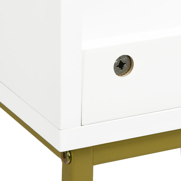 Bathroom Mirror Cabinet Under Sink Storage Cabinet Basin Cupboard with 2 Doors and Gold Steel Legs