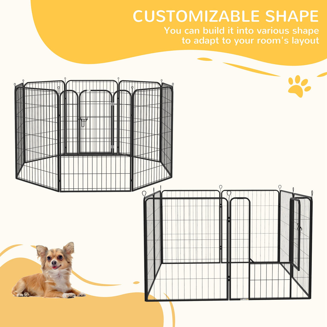 PawHut Heavy Duty 8 Panel Dog Pet Playpen for Puppy Rabbit Enclosure Foldable Indoor Outdoor 80 x 100 cm