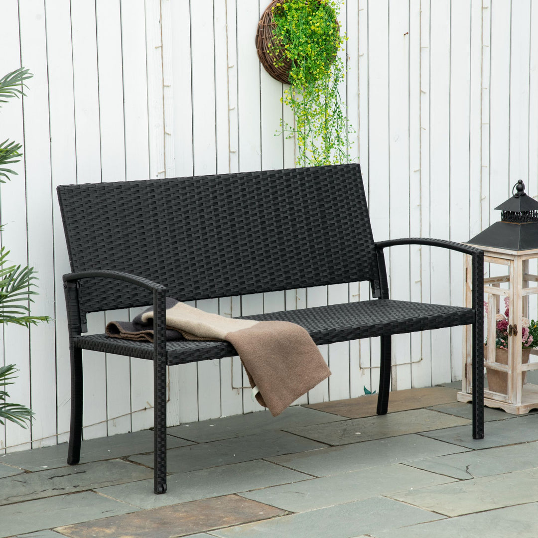 Rattan Chair 2-Seater Loveseat-Black