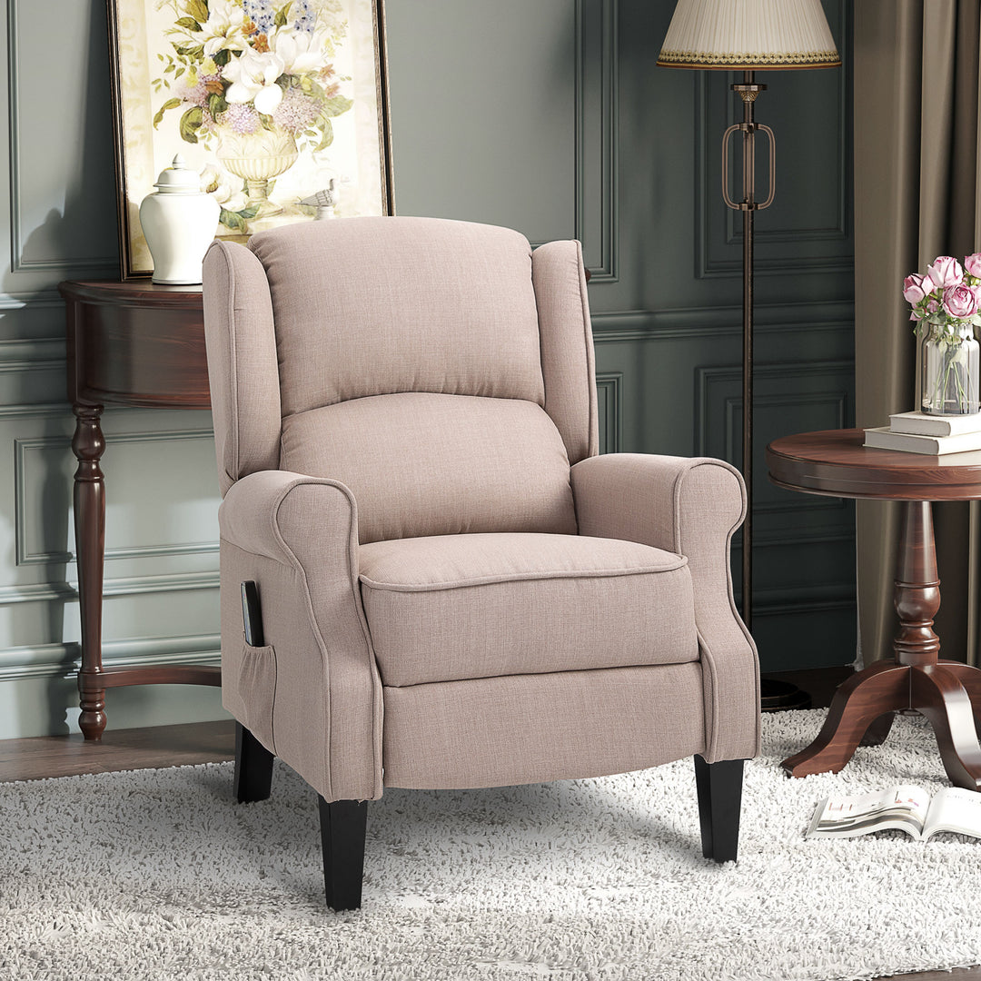 Linen Heated Reclining Massage Armchair w/ Footrest Beige