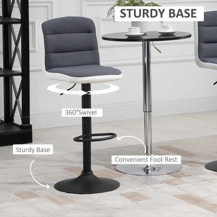 Bar stool Set of 2 Armless Adjustable Height Upholstered Bar Chair with Swivel Seat, Dark Grey