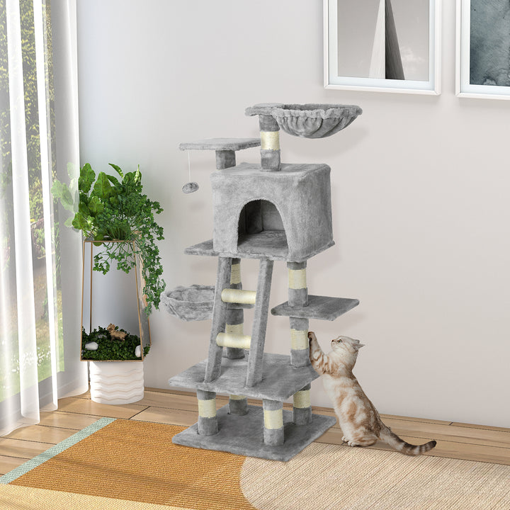 Plush Cat Tree with Sisal Scratching Post - Light Gray