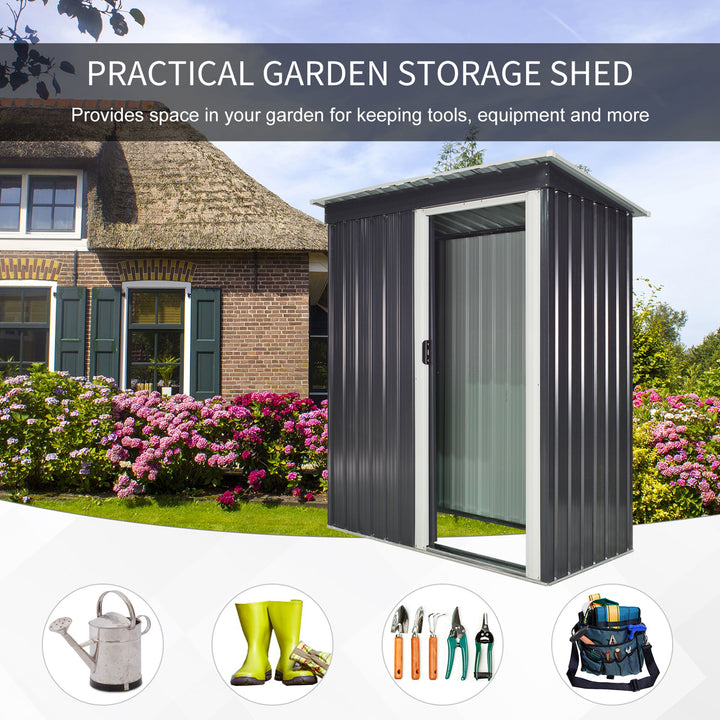 Outsunny 2 x 3ft Garden Storage Shed with Sliding Door and Sloped Roof Outdoor Equipment Tool Backyard, Black