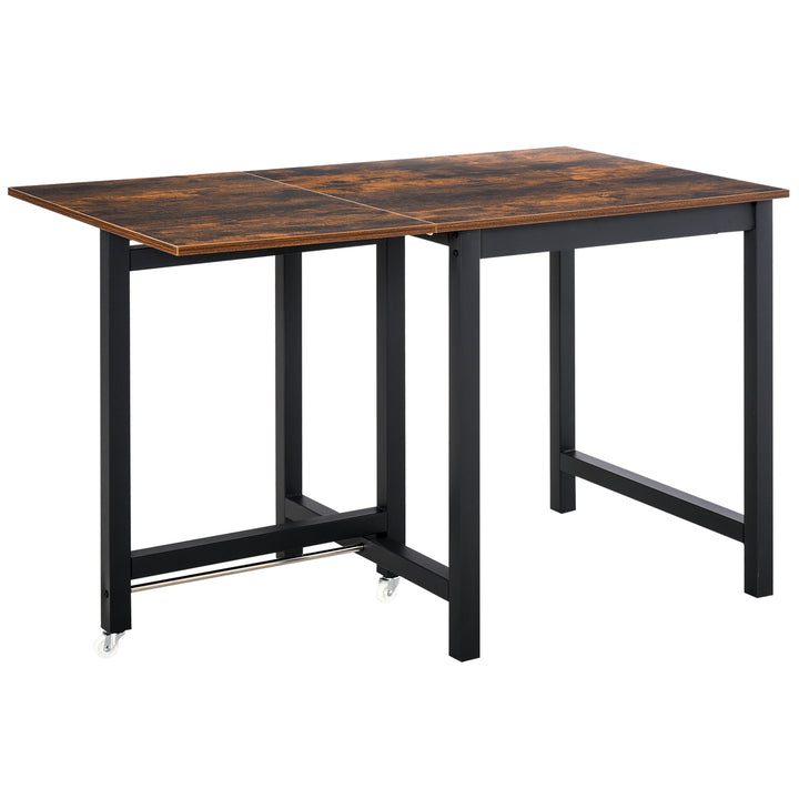 Foldable Dining Table Drop Leaf Folding Side Console Writing Desk for Kitchen, Dining Room, Rustic Brown