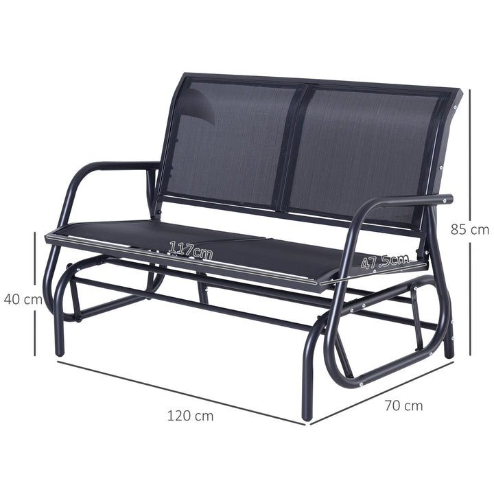 Outdoor Glider Bench Patio Double Swing Gliding Chair - Black