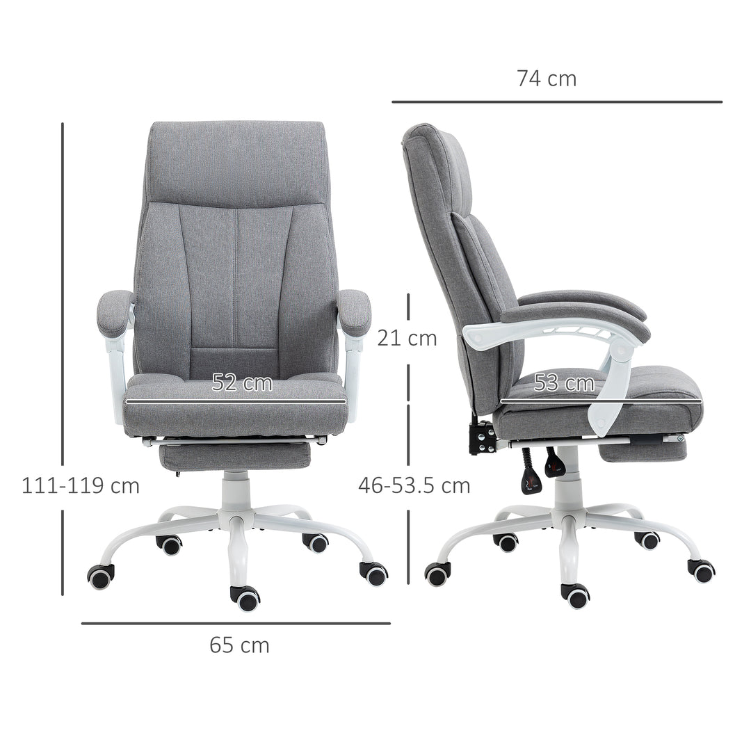 Office Chair, Fabric Reclining Desk Chair with Foot Rest-Grey
