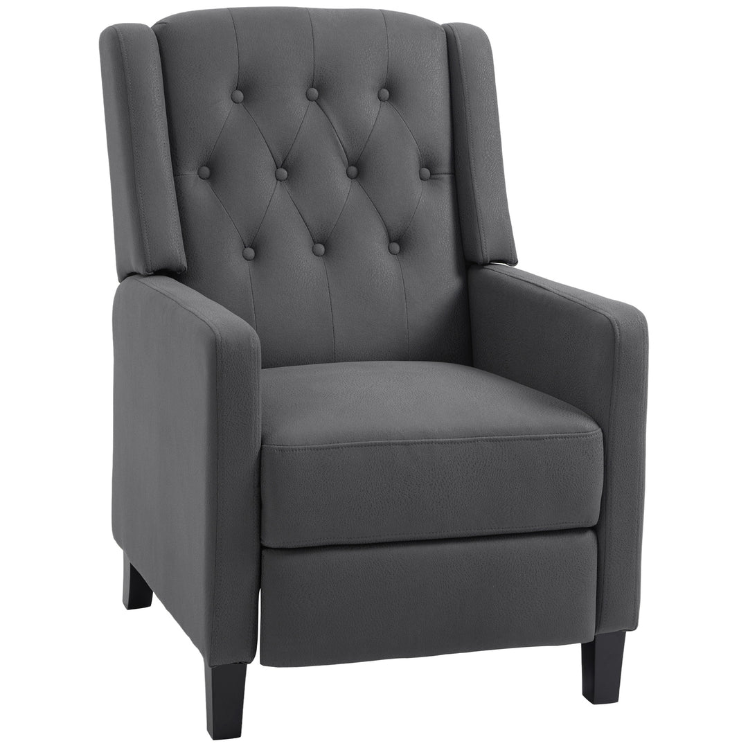 Recliner Chair, Button Tufted Cloth Deep Grey