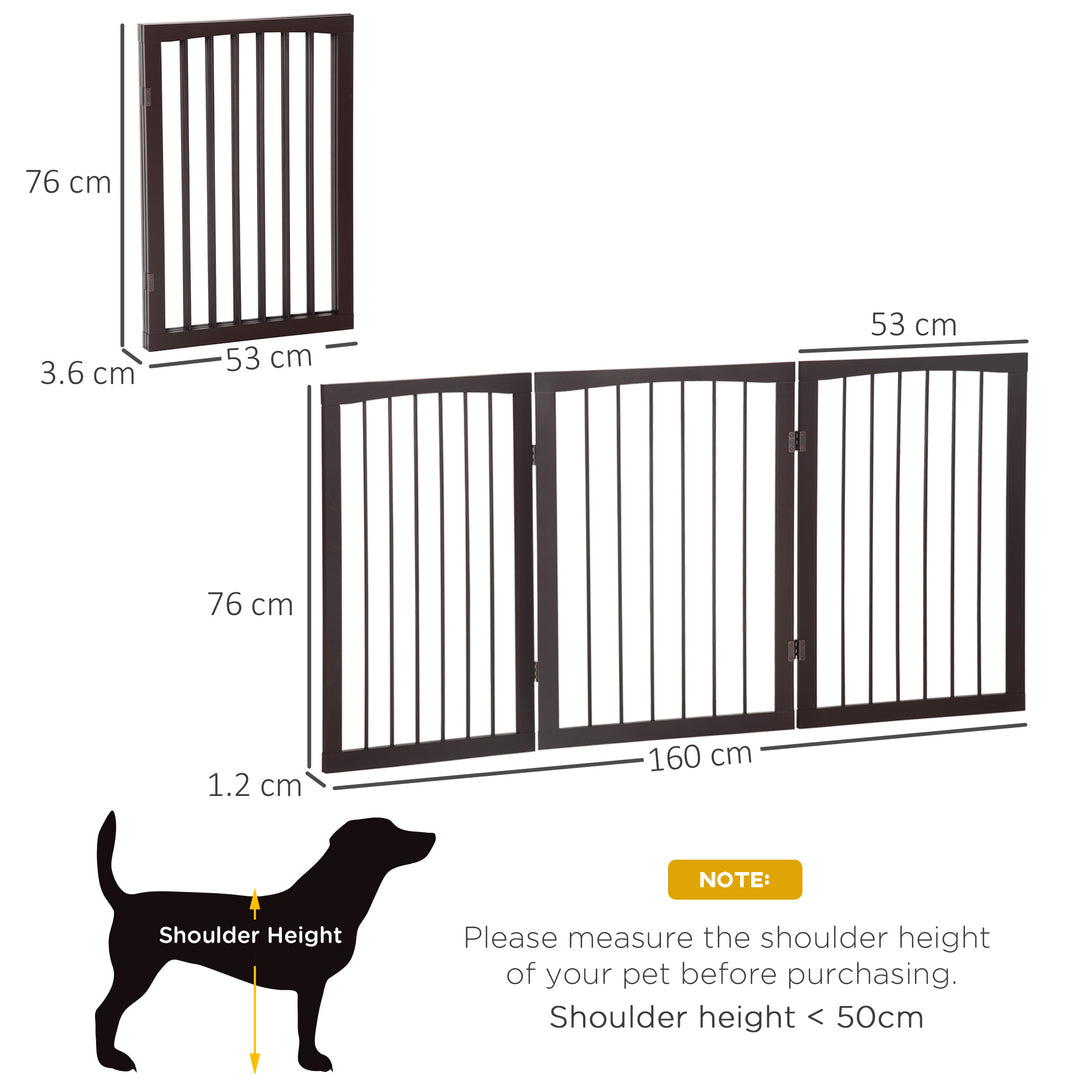 PawHut Folding 3 Panel Pet Gate Wooden Foldable Dog Fence Indoor Free Standing Safety Gate Portable Separation Pet Barrier Guard