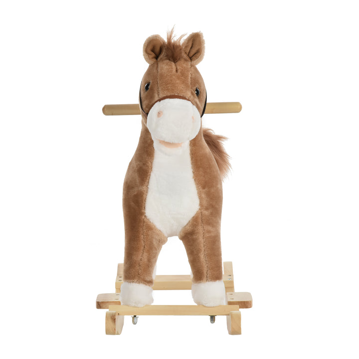 Kids Ride On Plush Rocking Horse w/ Sound Brown