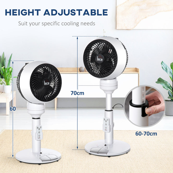 28'' Air Circulator Fan 3 Speed 3 Mode, 70° Oscillation 90° Vertical Tilt, Height Adjustable, Remote Controller for Living Room, Black & White