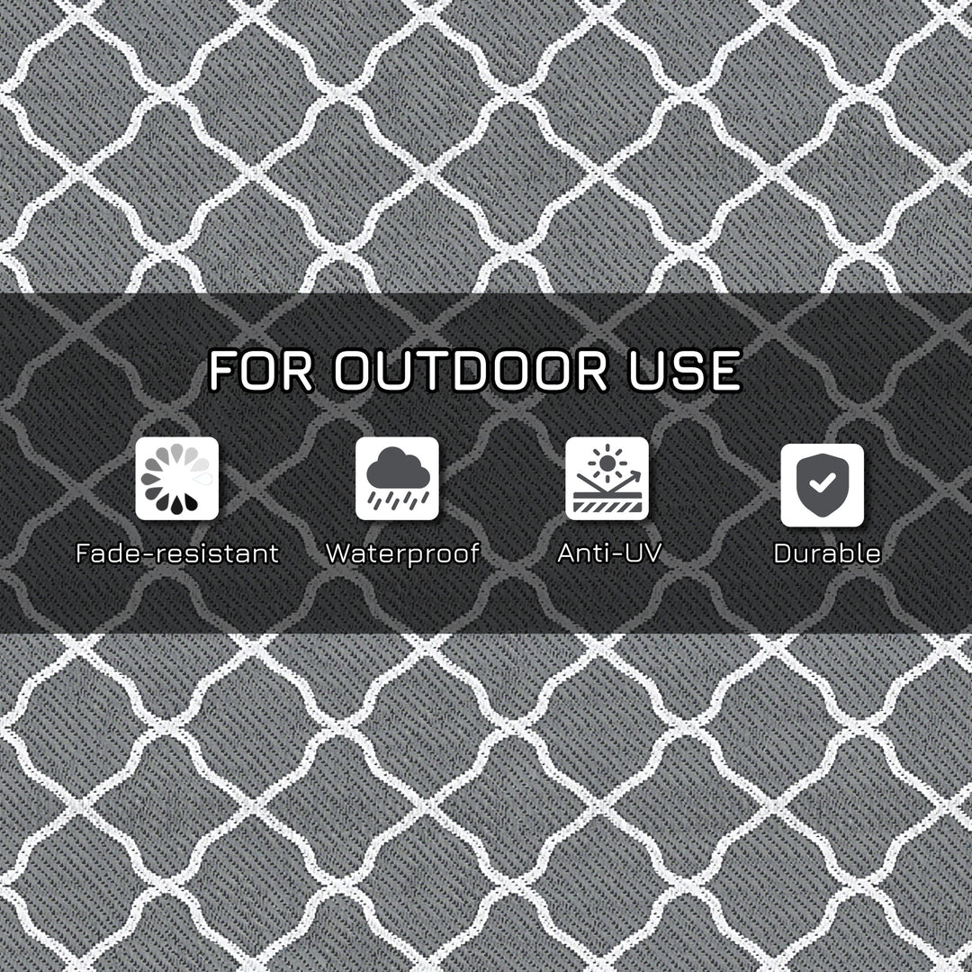 Reversible Outdoor Rug with Carry Bag, Camping Grey & White