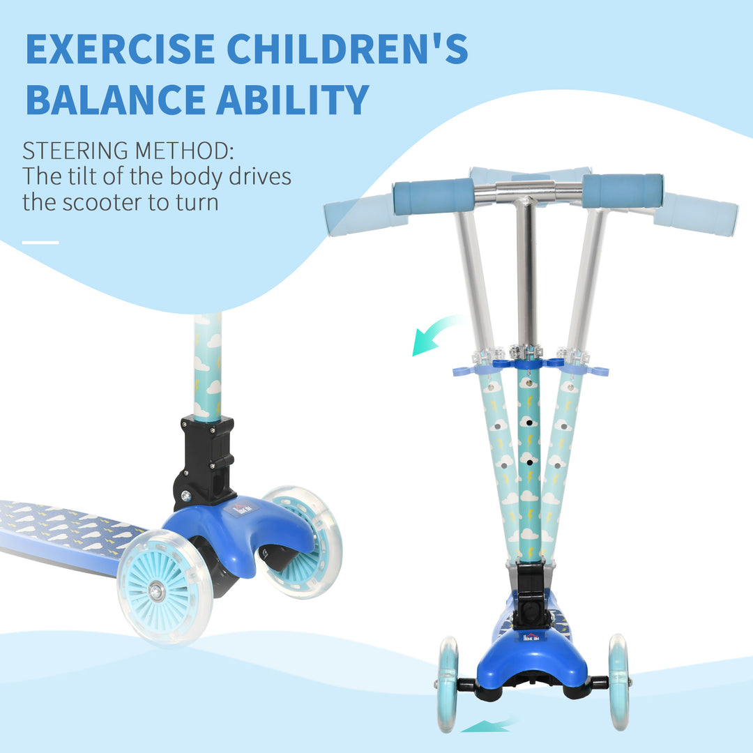 Scooter for Kids Toddler Foldable Kick Scooter with 3 Wheel Adjustable Height Flashing Wheels for Boys and Girls 3-8 Years Blue
