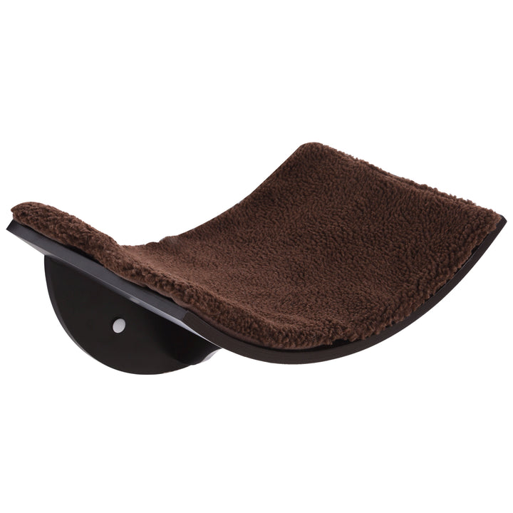 PawHut Cats Wall-Mounted MDF Shelf Bed w/ Fleece Cushion Brown