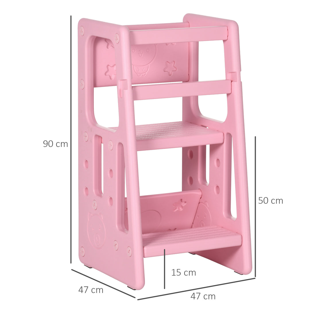 Kids Step Stool, Adjustable Standing Platform, Toddler Kitchen Stool