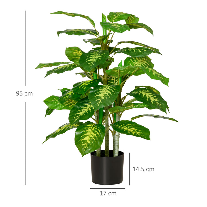 Artificial Evergreen Tree Fake Decorative Plant in Nursery Pot for Indoor Outdoor Décor, 95cm