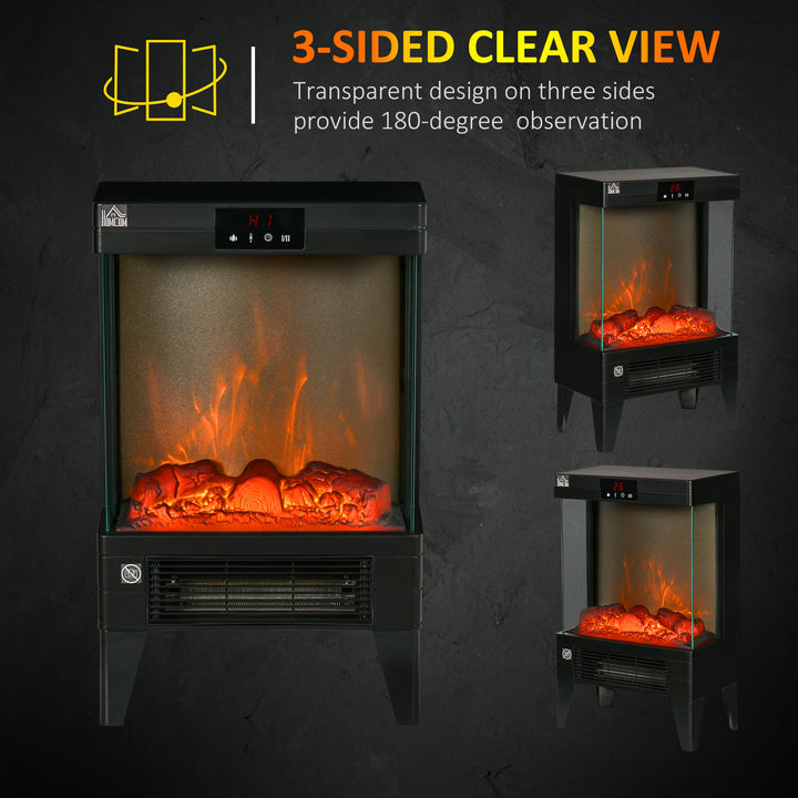 Electric Fireplace Heater, Freestanding 750W/1500W Fireplace, w/ LED Screen, Remote included Quiet Heater Ideal for 25m² Indoor Use, Black