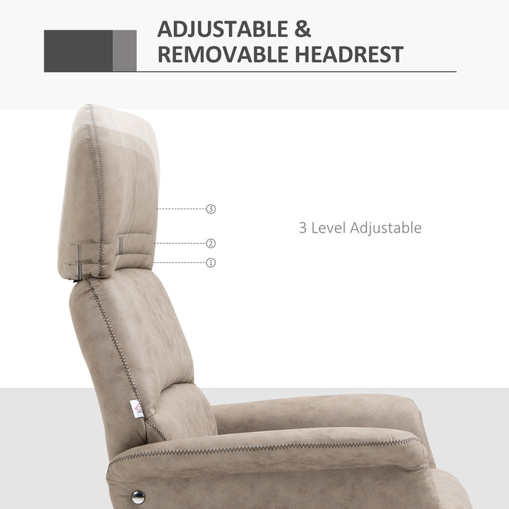 Swivel Recliner Chair and Footstool, Adjustable and Removable Headrest, Khaki