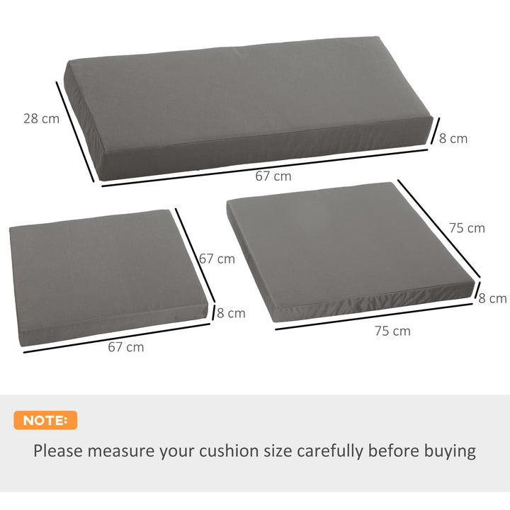 Outdoor Cushion Pad Set for Rattan Furniture, 7 Piece Garden Furniture Cushions, Patio Conversation Set Cushions, Lightweight, Grey