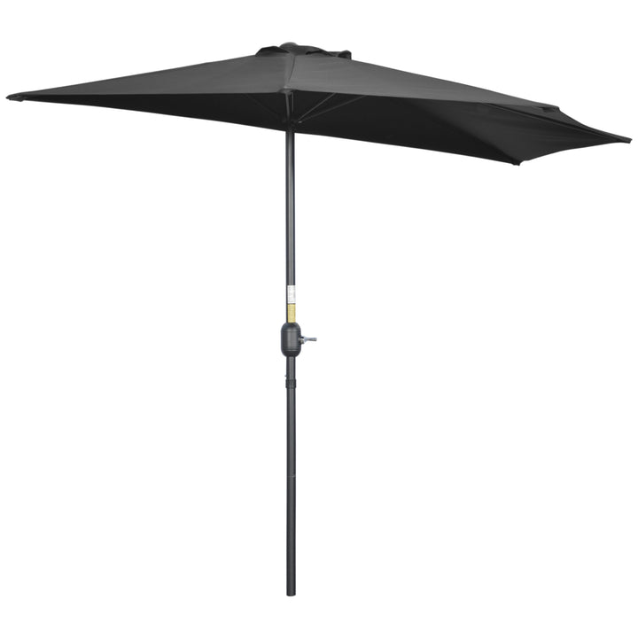 2.7m Balcony Half Parasol 5 Steel Ribs Construction Garden Outdoor Umbrella Black