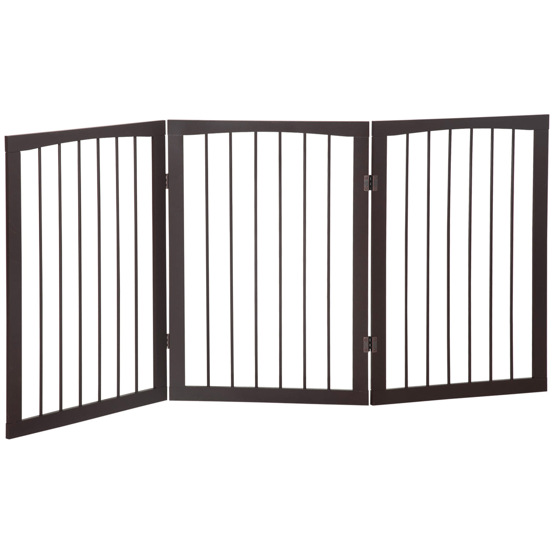 PawHut Folding 3 Panel Pet Gate Wooden Foldable Dog Fence Indoor Free Standing Safety Gate Portable Separation Pet Barrier Guard