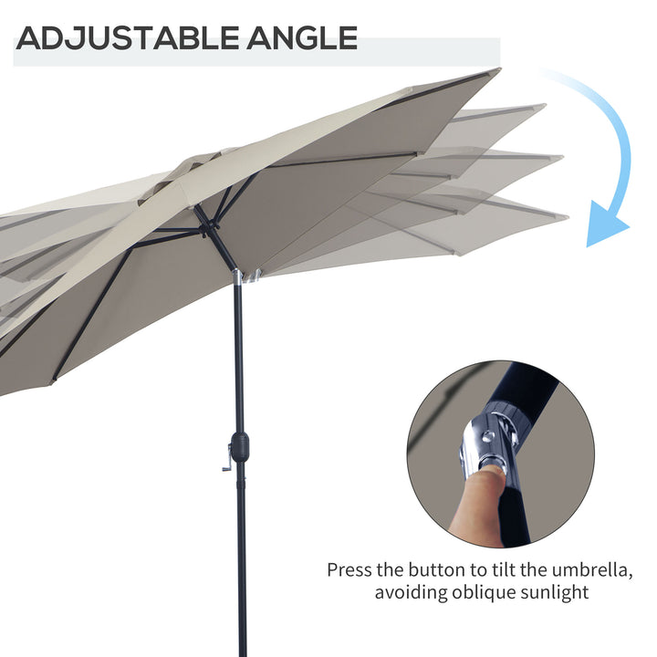 3(m) Tilting Parasol Garden Umbrellas, Outdoor Sun Shade with 8 Ribs, Tilt and Crank Handle for Balcony, Bench, Garden, Light Grey